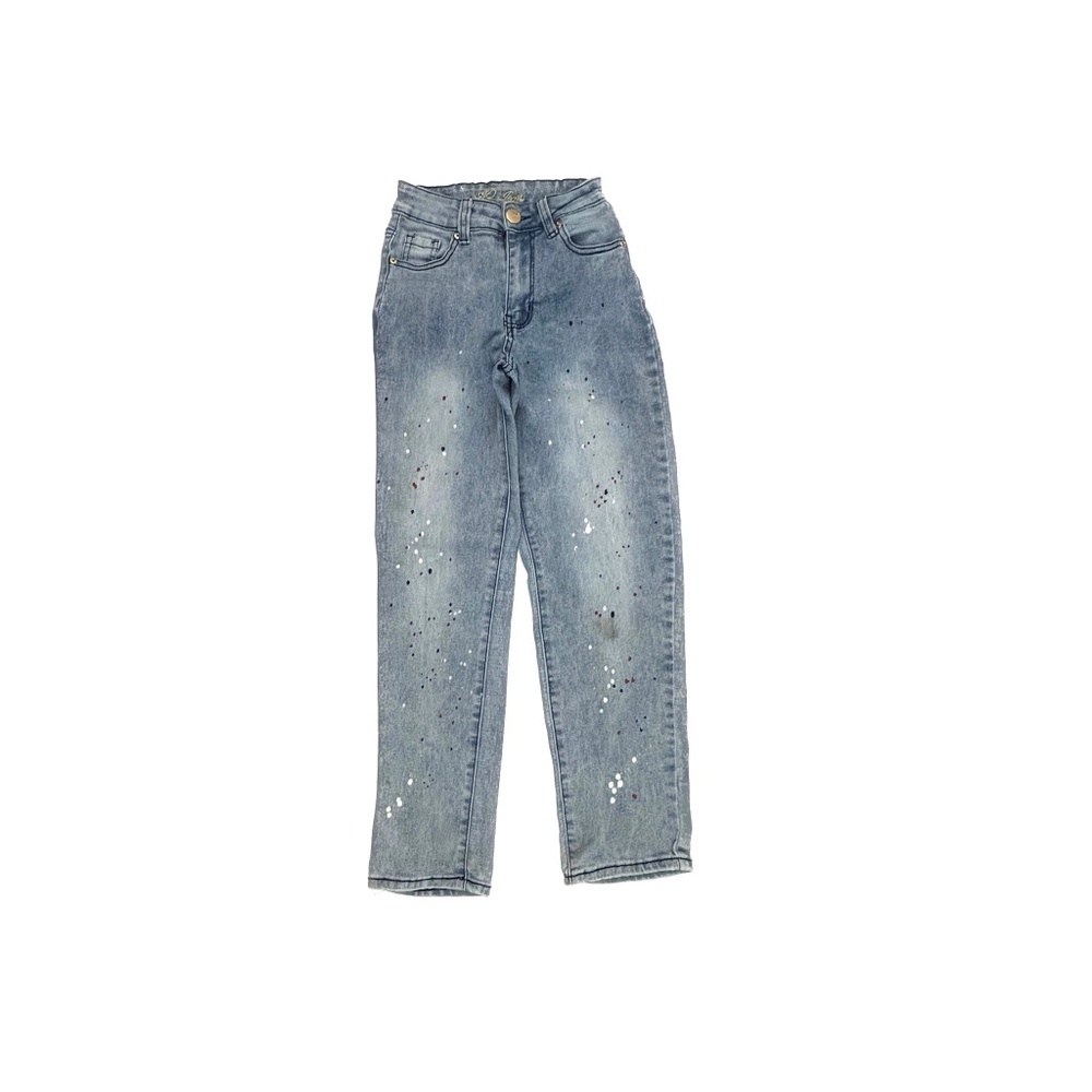 AQ Jeans Paint Splatter Ankle Women's size 1‎ Medium Wash Blue Denim jeans